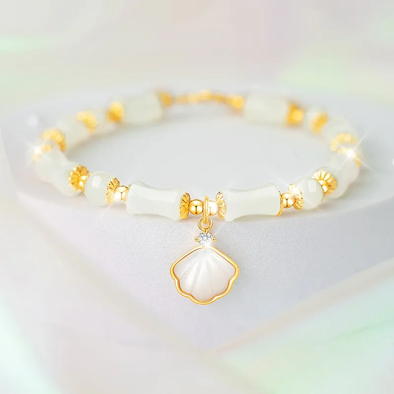 Bao Yi S925 Silver Hetian Jade Bracelets Women's Pale Greenish White Jade-1