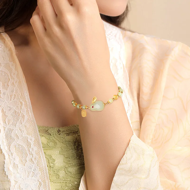 Bao Yi Hetian Jade Bracelets Women's Pale Greenish White Jade-3