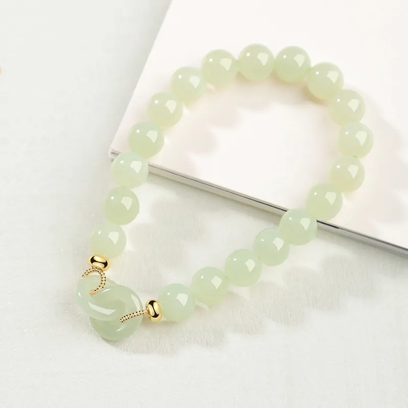 Bao Yi Hetian Jade Bracelets Women's Pale Greenish White Jade-5