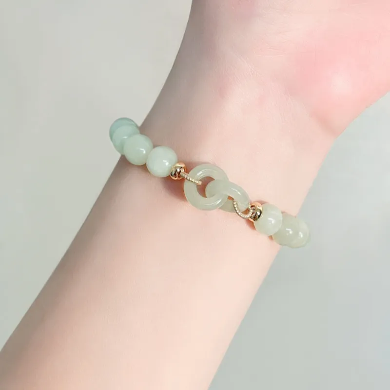Bao Yi Hetian Jade Bracelets Women's Pale Greenish White Jade-6