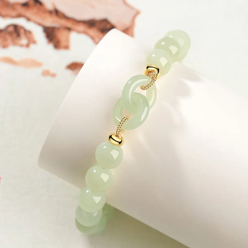 Bao Yi Hetian Jade Bracelets Women's Pale Greenish White Jade-4