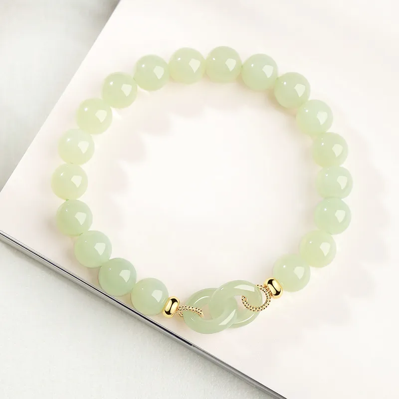 Bao Yi Hetian Jade Bracelets Women's Pale Greenish White Jade-3
