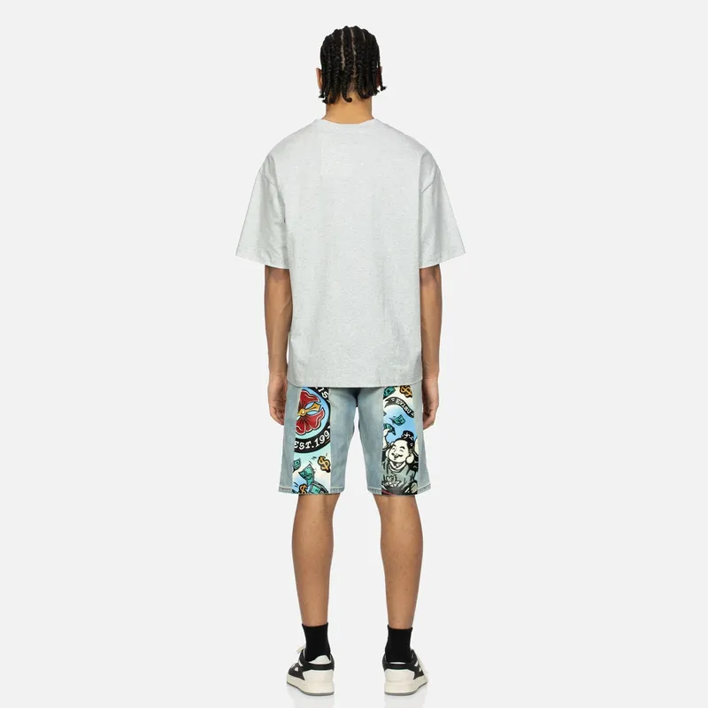 EVISU SS24 Playful Godhead Daicock Print Regular Fit Denim Shorts-3