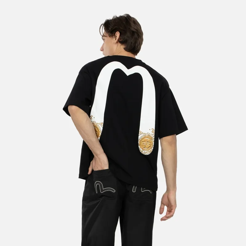 EVISU Daicock And Gold Kamon Cotton T shirt-2