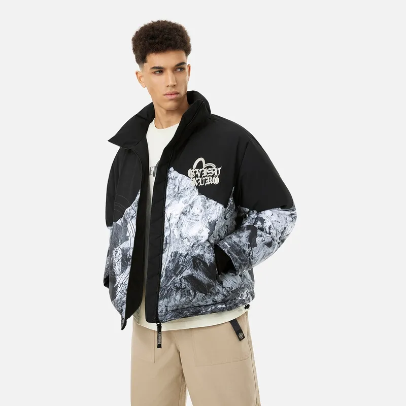 EVISU Down Jacket Men's Black All Over Print-3