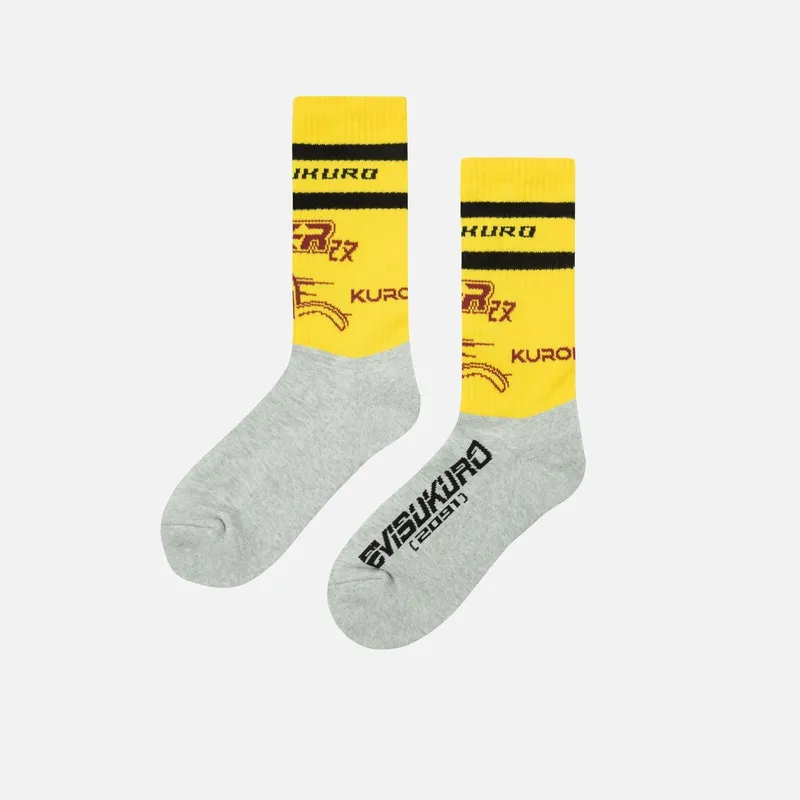 EVISU 2024 Fall Winter Mid Calf Socks Unisex 3 Pack Multicolor-2