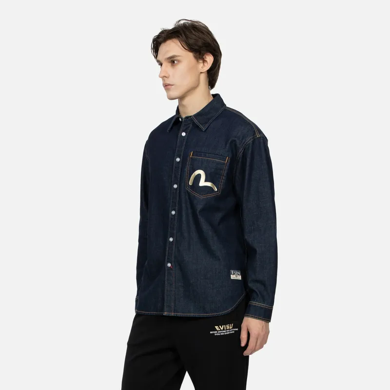 EVISU Shirts Men Denim Blue-3