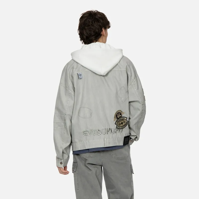 EVISU Denim Jackets Men Beige Yellow-2