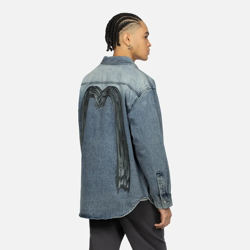 EVISU Shirts Men Denim Gray-2