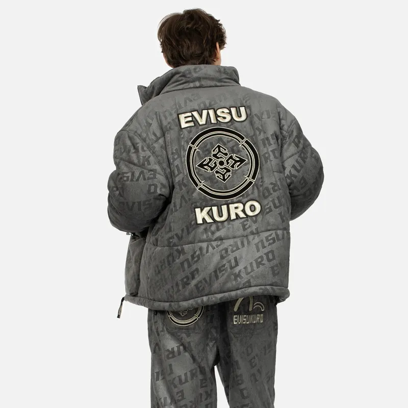 EVISU Puffer Jackets Men Charcoal Gray-2