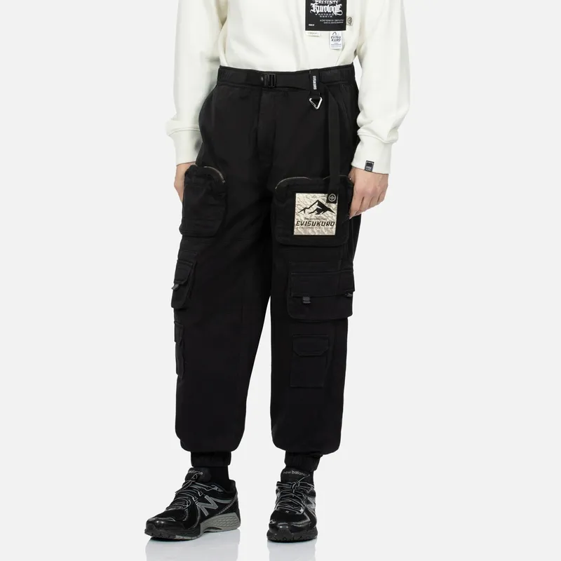EVISU Cargo Pants Men Black-2