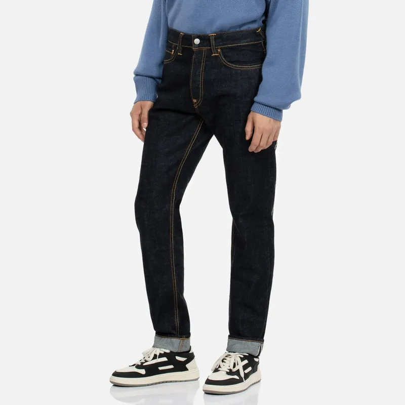 EVISU AW23 DOUBLE DAICOCK PRINT CARROT FIT SELVEDGE DENIM JEANS Denim Blue-2