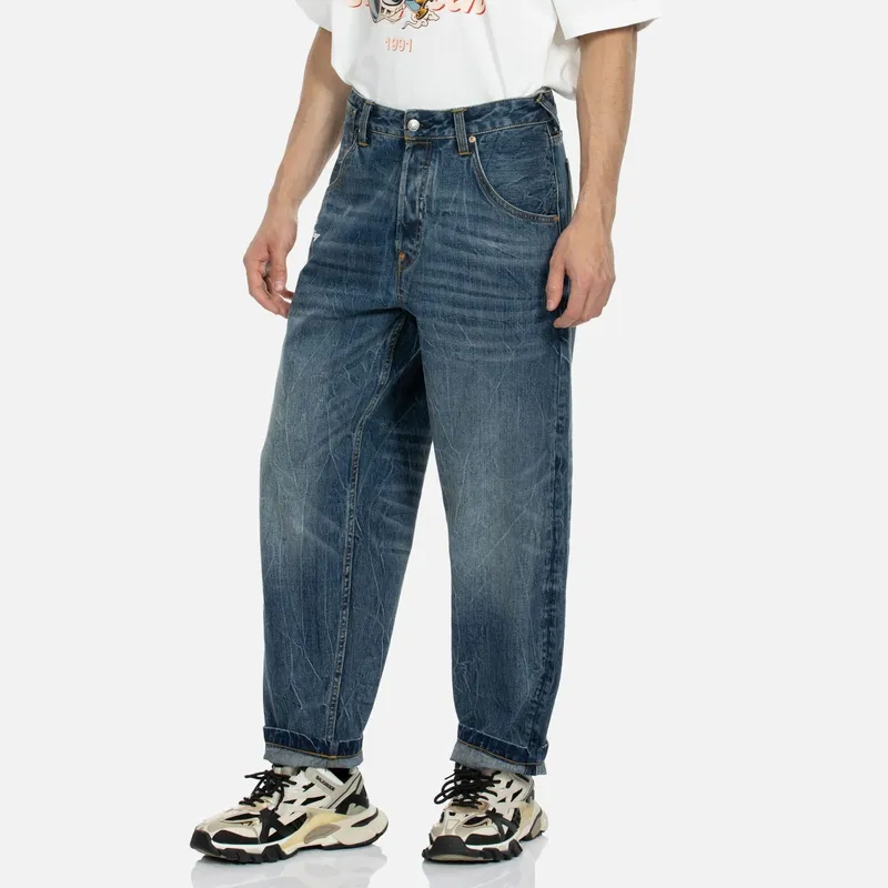 EVISU Slogan-print Tapered-leg Jeans-3