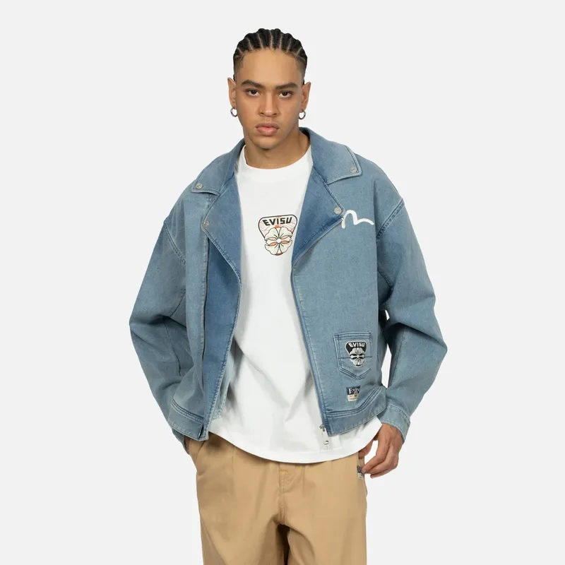 EVISU Denim Jackets Men Denim Blue-3