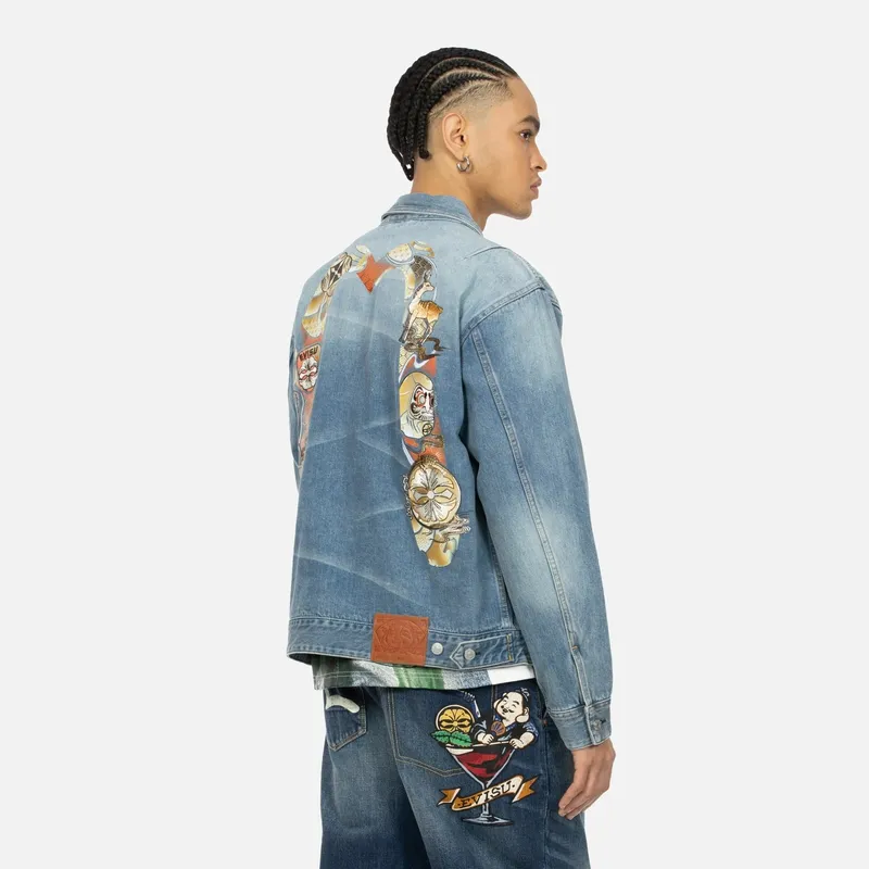 EVISU Hanafuda Daruma Daicock EMB Denim Jacket-2