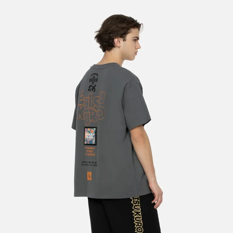 EVISU T Shirts Men Charcoal Gray-2