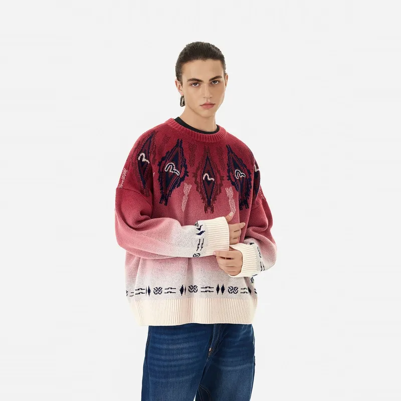 EVISU 2024 Fall And Winter Knitwear Men Burgundy-2