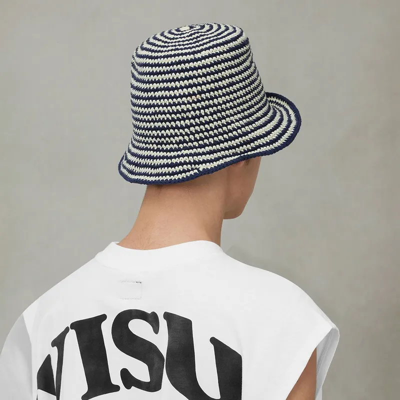 EVISU Cotton Bucket Hats Unisex Navy Blue-2