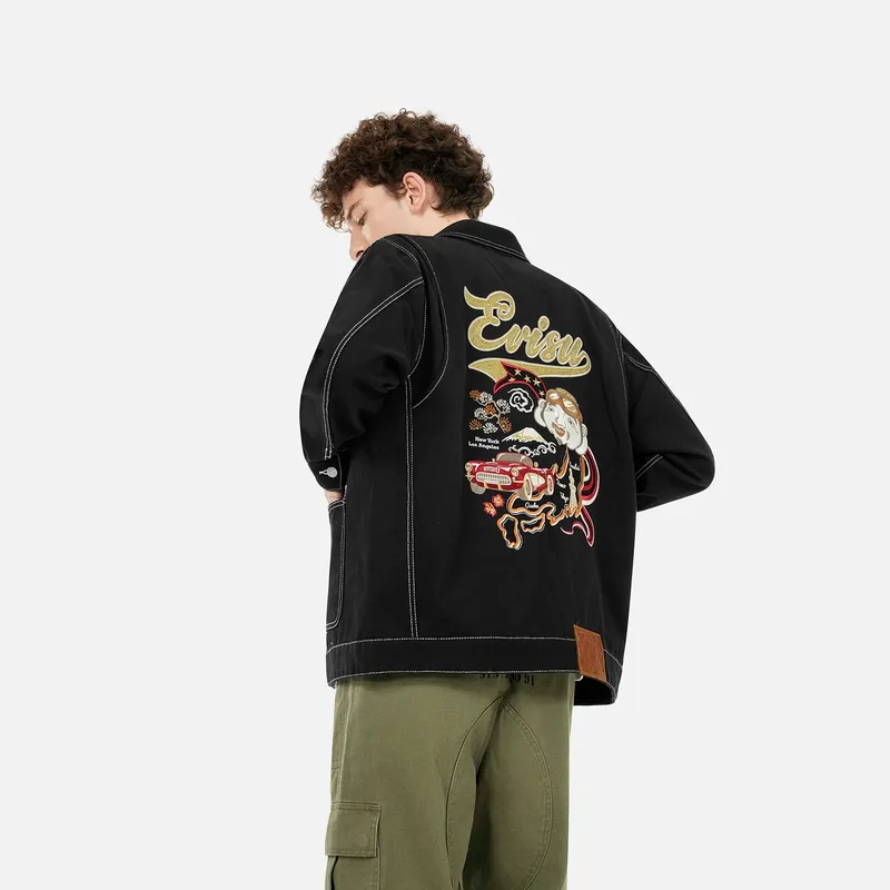 EVISU 2025 Spring Jackets Coats Men's Black-2