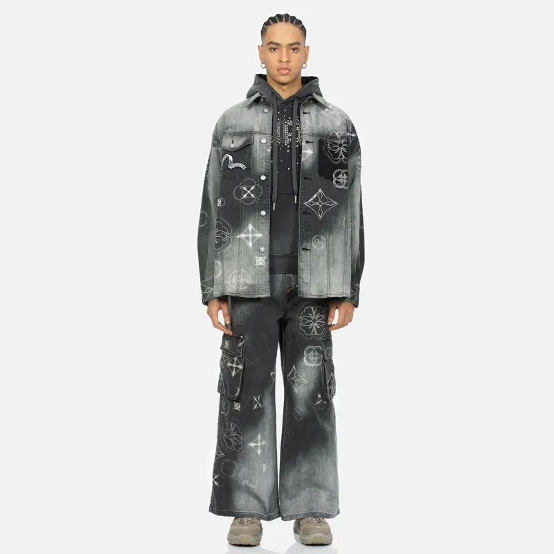 EVISU Denim Jackets Men Denim Black-4
