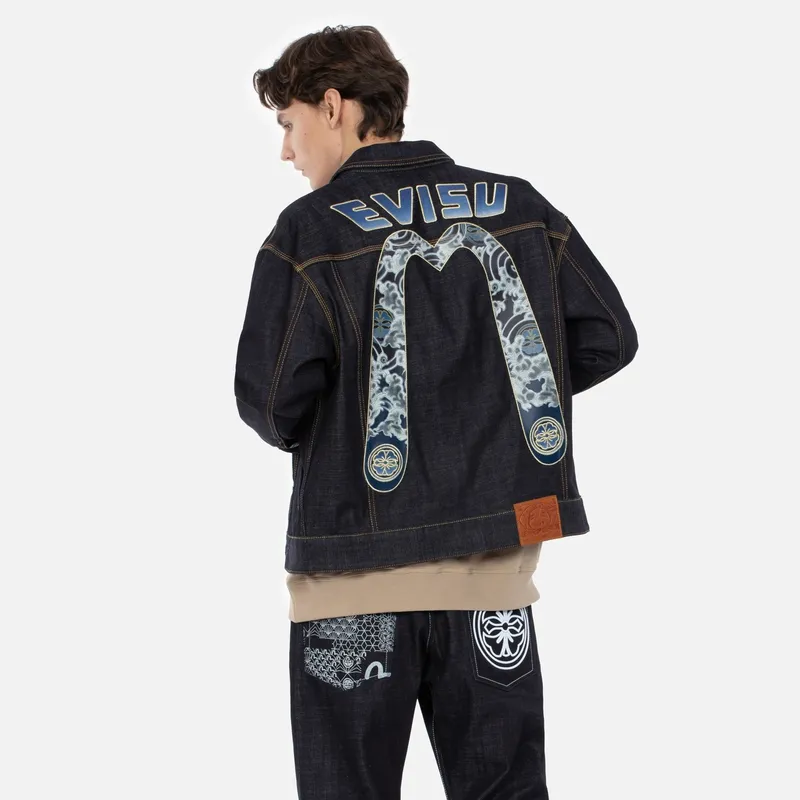 EVISU Denim Jackets Men Denim Blue-3