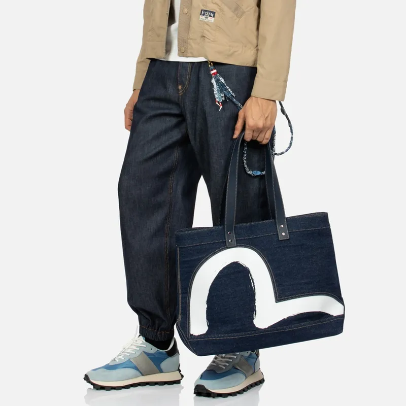 EVISU Cotton With Polyester Shoulder Bag Regular Unisex Denim Blue-3