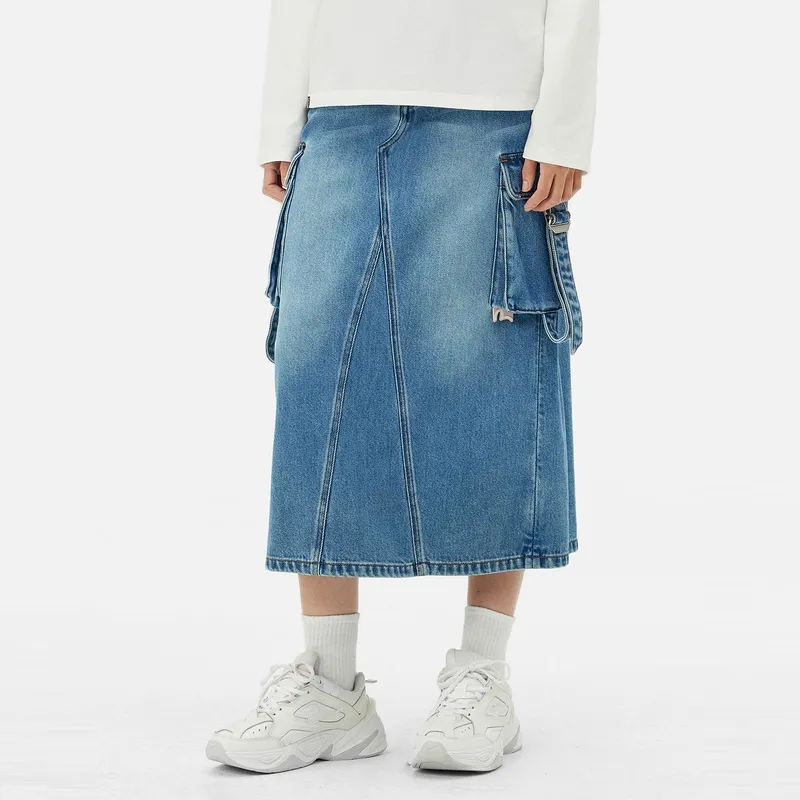 EVISU Casual Long Skirts Women's Denim Blue-3
