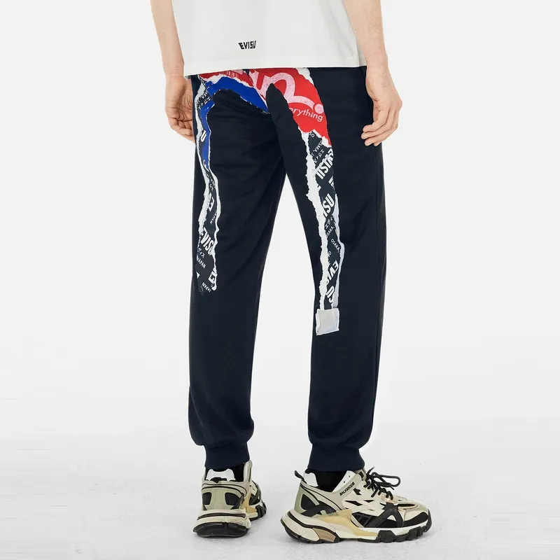 EVISU Casual Pants Men's Navy Blue-2