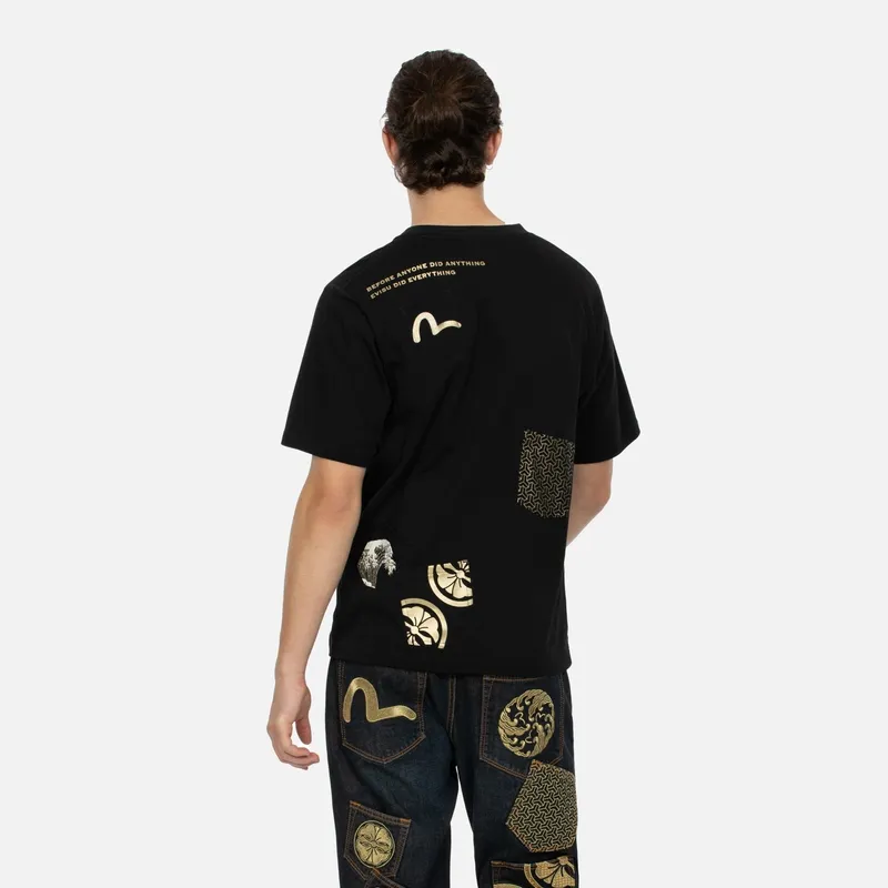 EVISU Seagull & EVISU Print Multi pocket T shirt-5