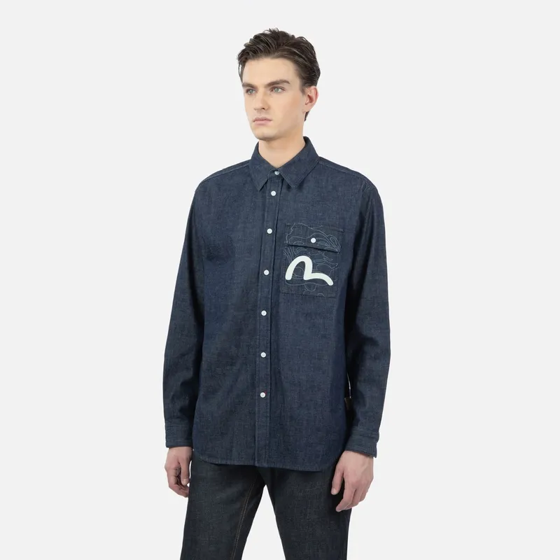EVISU Shirts Men Denim Blue-2
