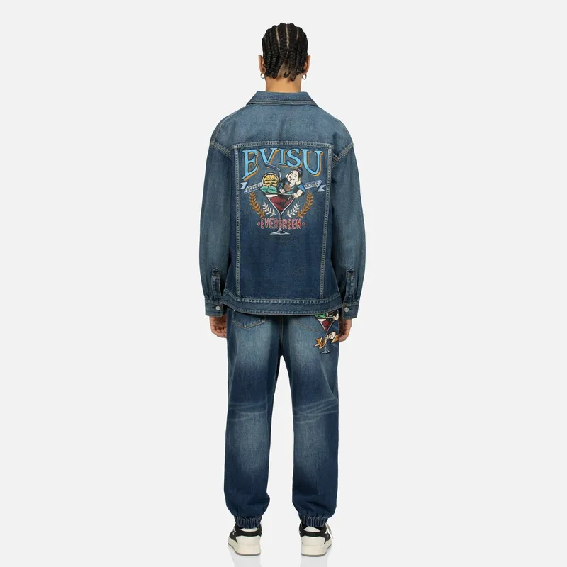 EVISU Denim Jackets Men Denim Blue-4