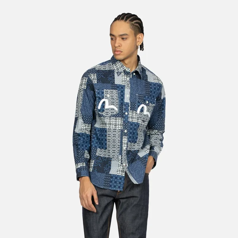 EVISU Shirts Men Navy Blue All Over-2