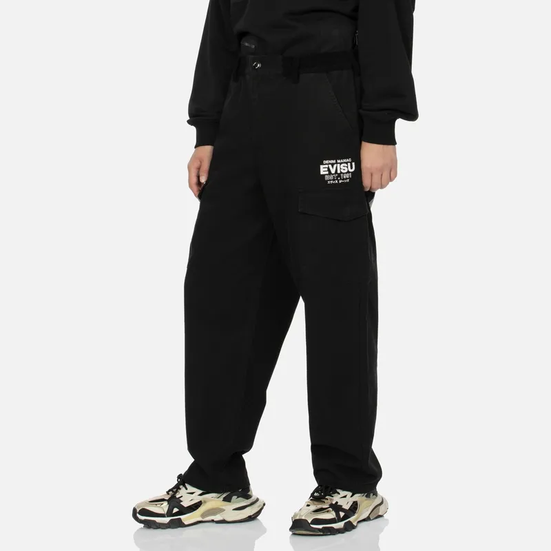 EVISU 2024 Fall And Winter Casual Pants Men Black-3