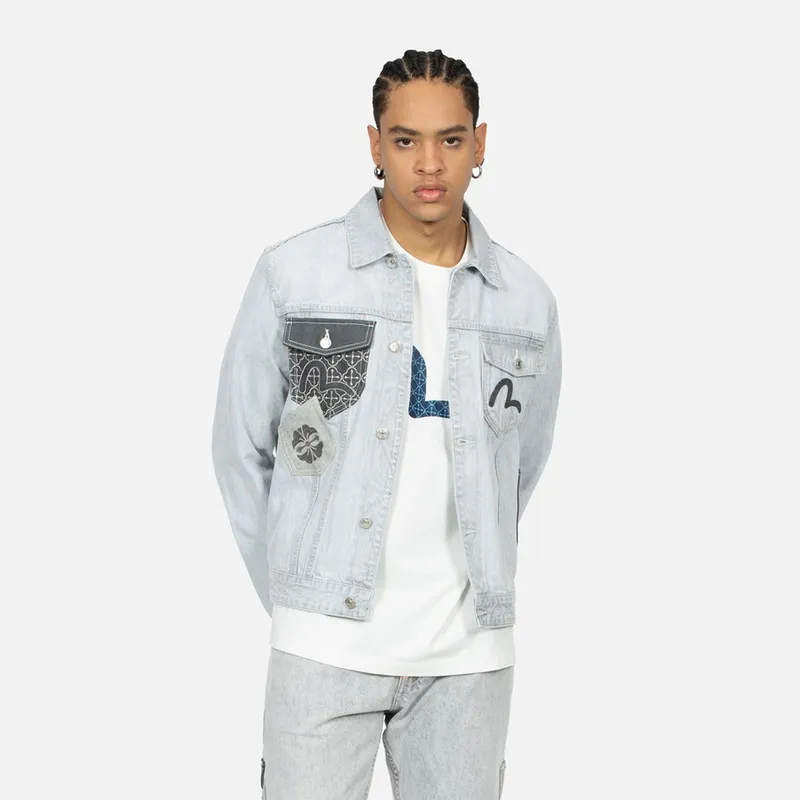 EVISU Denim Jackets Men Denim Gray-2