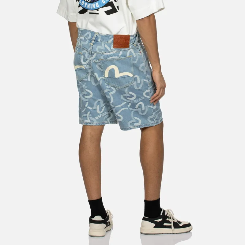 EVISU Denim Shorts Men Denim Blue All Over Print-2