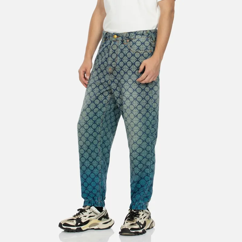 EVISU Denim Casual Pants Men's Denim Blue All Over-2