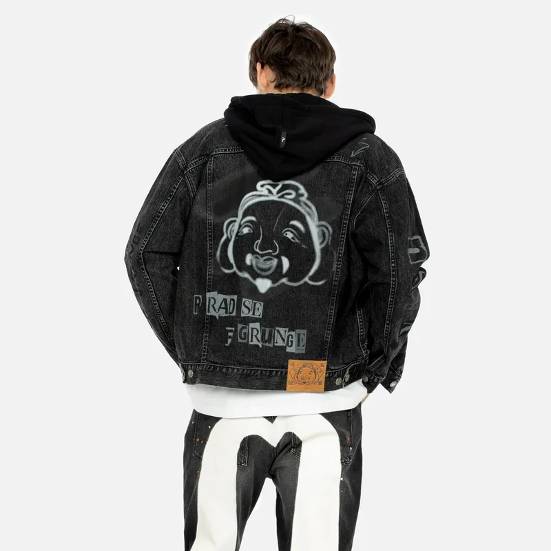 EVISU Denim Jackets Men Black-2