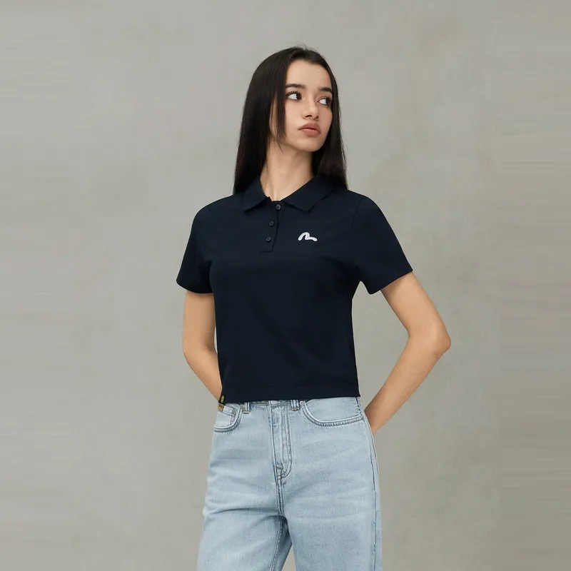 EVISU 2025 Summer Polo Shirt Women's Navy Blue-2