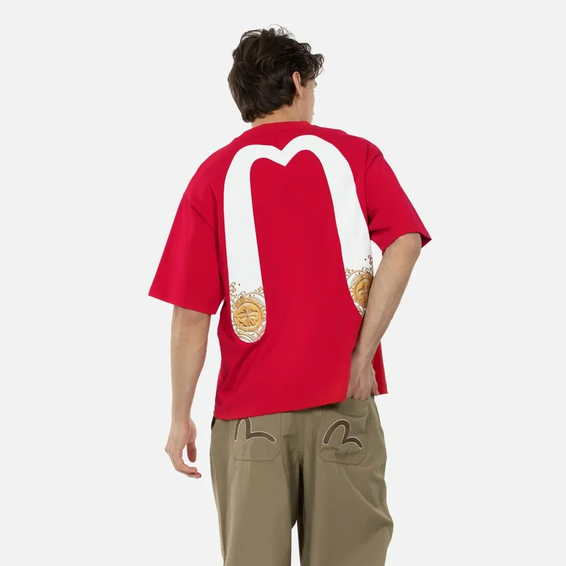 EVISU Daicock And Gold Kamon Cotton T shirt-6