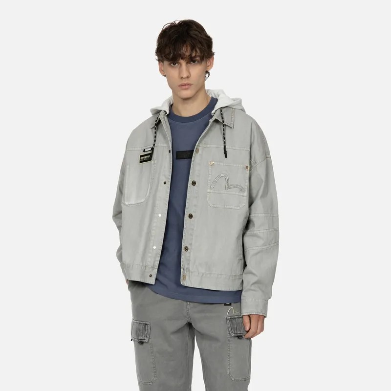 EVISU Denim Jackets Men Beige Yellow-3