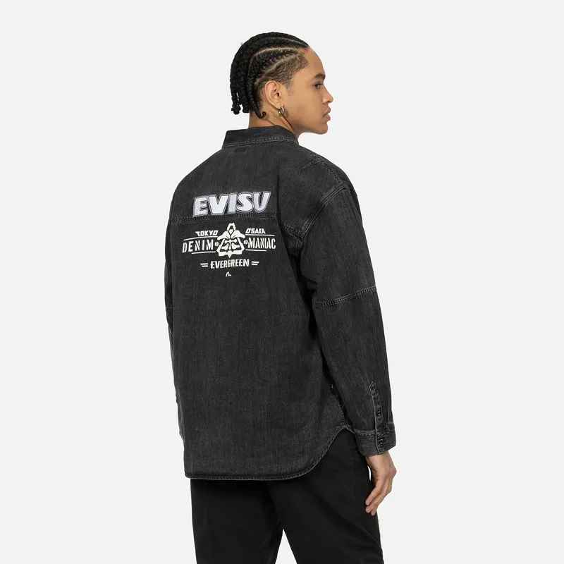 EVISU Shirts Men Denim Black-2