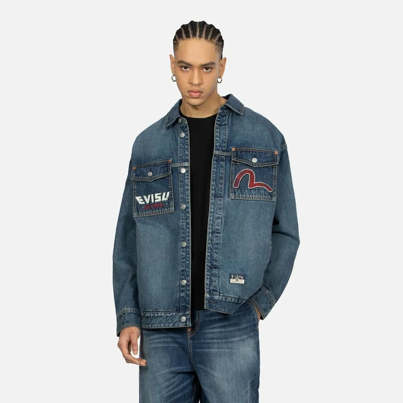 EVISU Denim Jackets Men Denim Blue-3