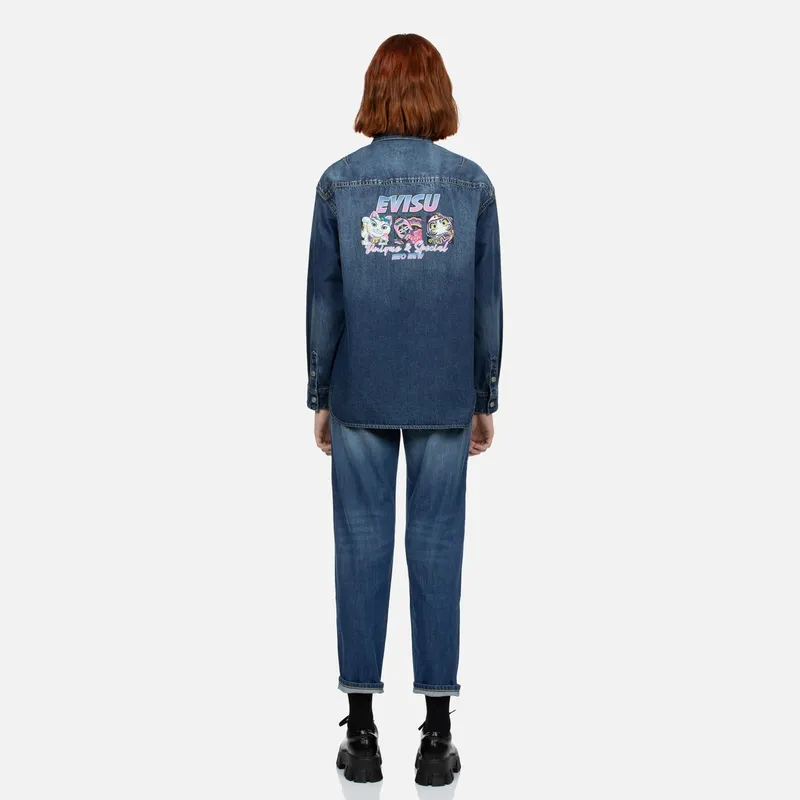 EVISU Shirts Unisex Denim Blue-4