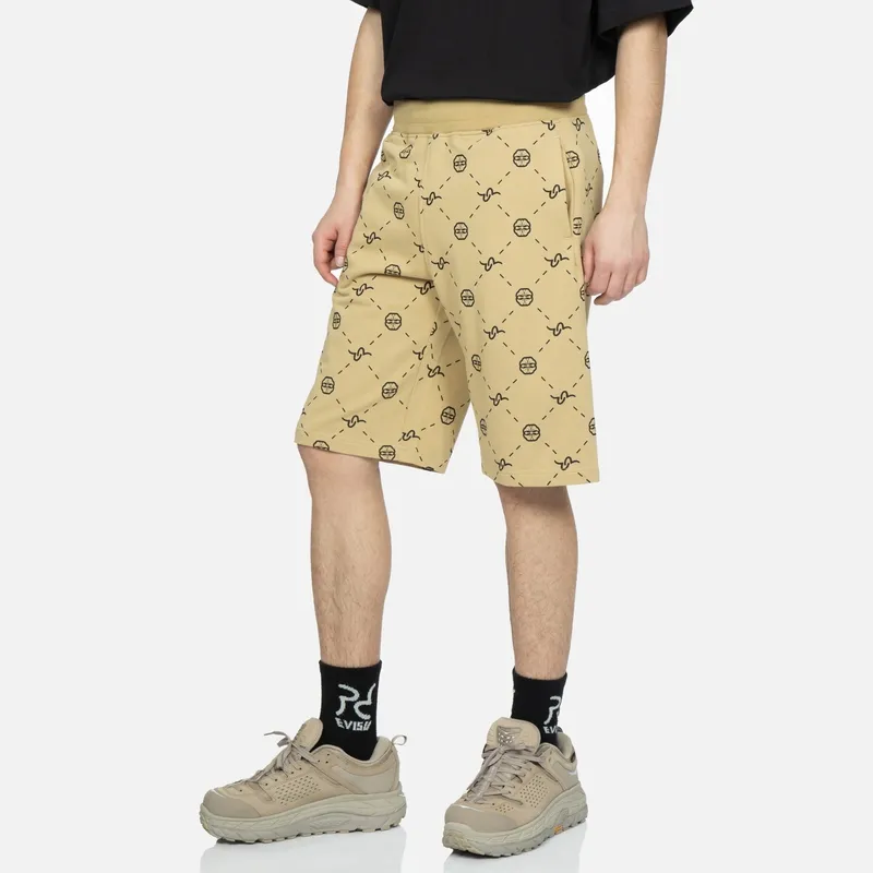 EVISU Sports Shorts Men Apricot All Over Print-2