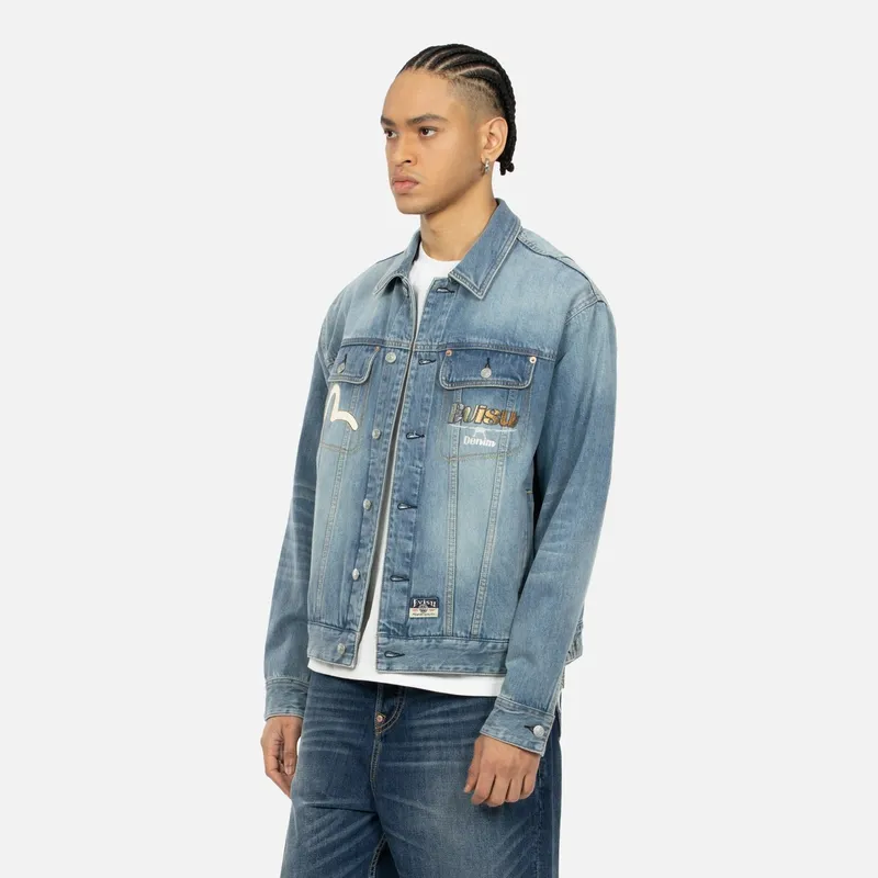 EVISU Hanafuda Daruma Daicock EMB Denim Jacket-3