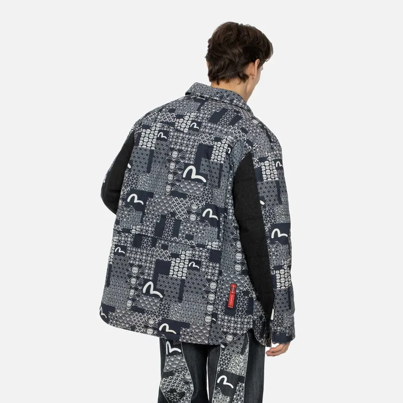 EVISU Puffer Jackets Men Navy Blue All Over-3