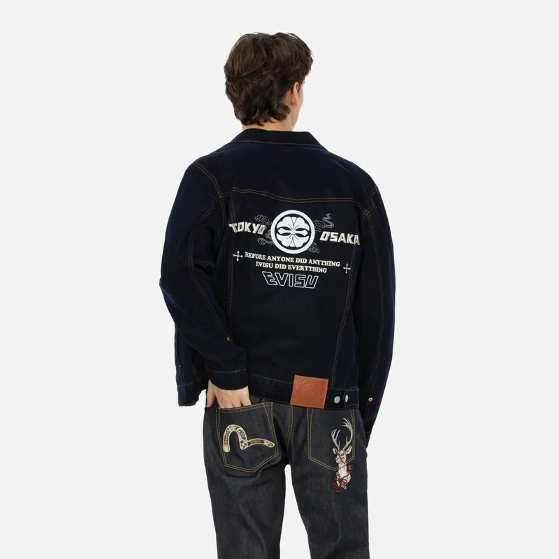 EVISU Denim Jackets Men Navy Blue-2