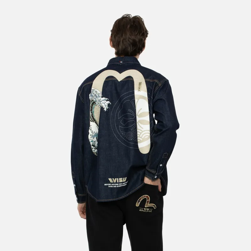 EVISU Shirts Men Denim Blue-2