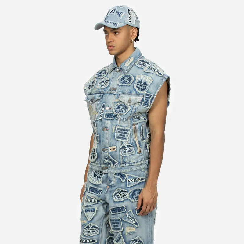 EVISU Tank Tops Men Denim Blue-2