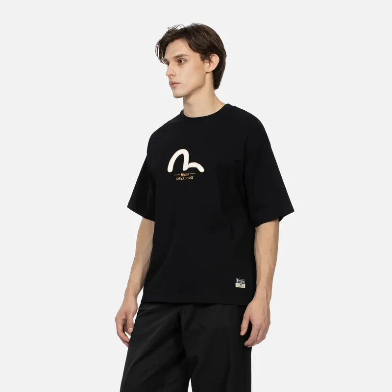 EVISU Daicock And Gold Kamon Cotton T shirt-3